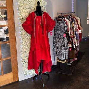 Elegant Red High Low Dress